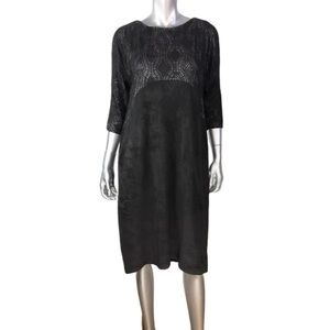 Zedd Plus Black Crochet Faux Suede Midi Dress